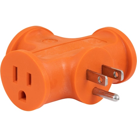 Ge 3-Outlet T-Shaped Heavy Duty Wall Outlet Adapter, Orange, 50281 50281
